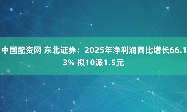 中国配资网 东北证券：2025年净利润同比增长66.13% 拟10派1.5元