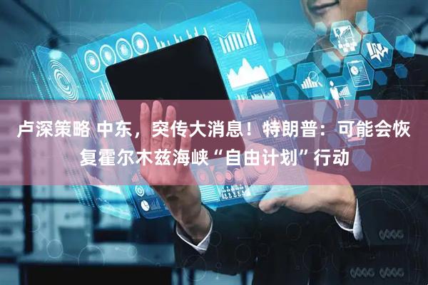 卢深策略 中东，突传大消息！特朗普：可能会恢复霍尔木兹海峡“自由计划”行动