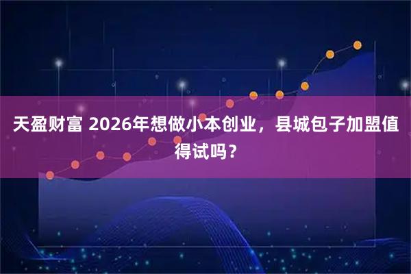天盈财富 2026年想做小本创业，县城包子加盟值得试吗？
